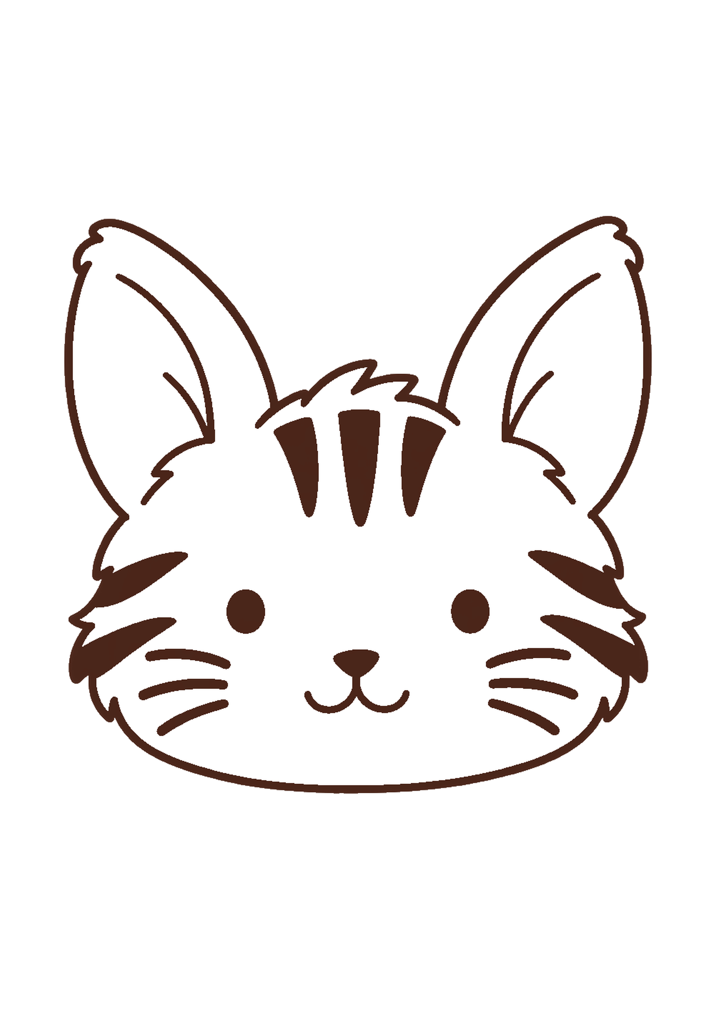 猫のお面・ぬりえのA4印刷画像
