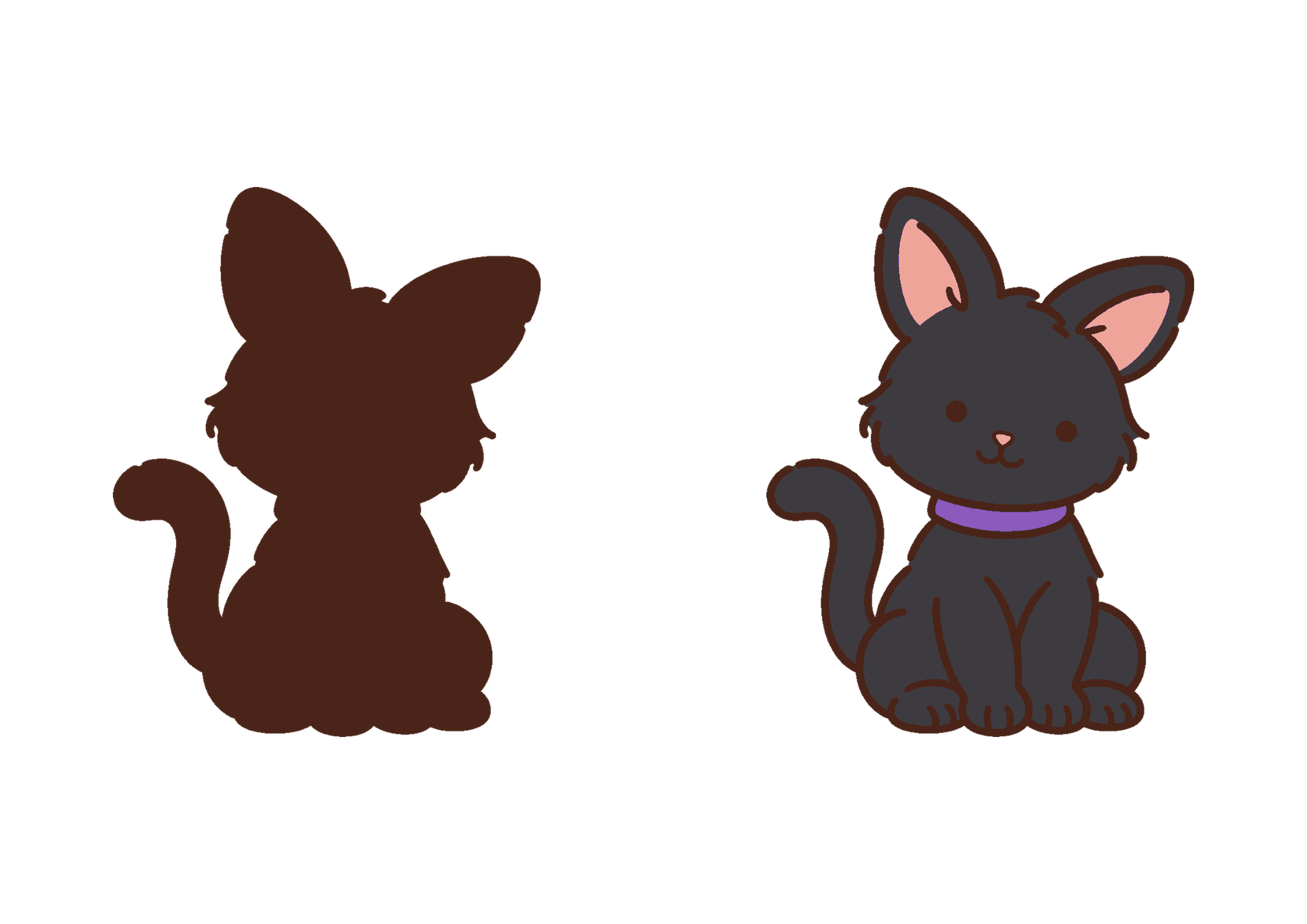 シルエットクイズ：黒猫のA4印刷画像