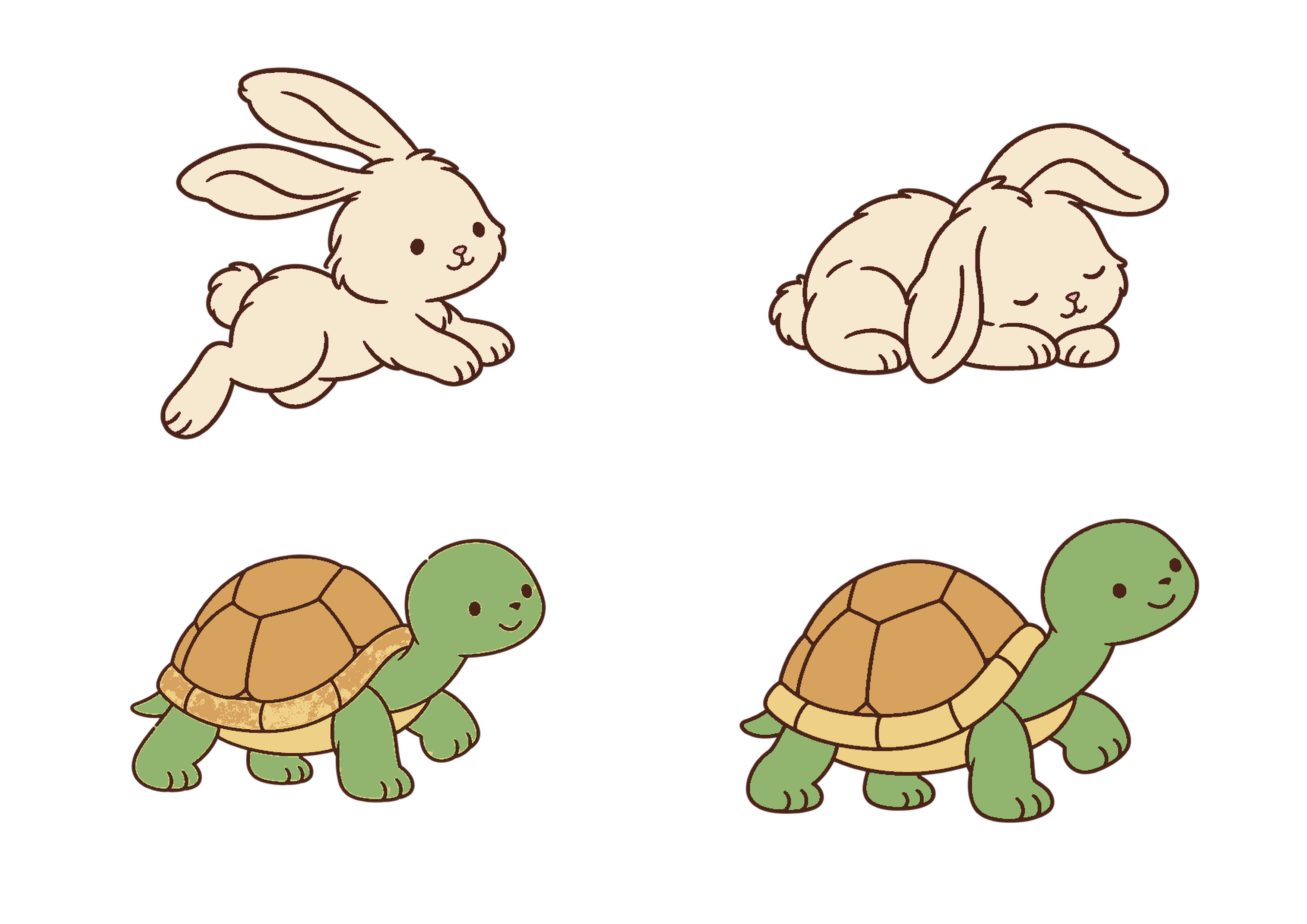 ウサギとカメのA4印刷画像 1枚目