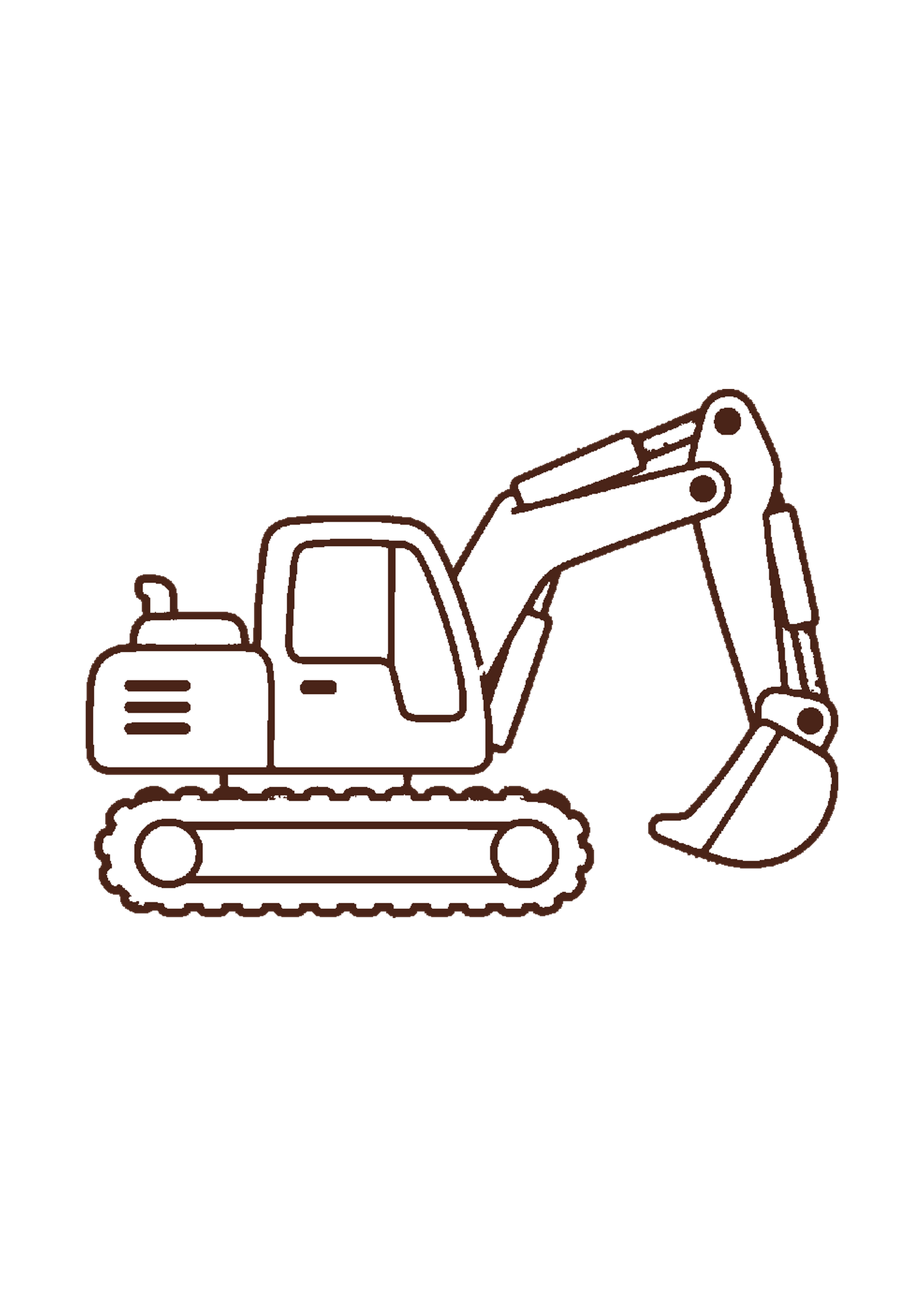 ショベルカーのぬりえのA4印刷画像