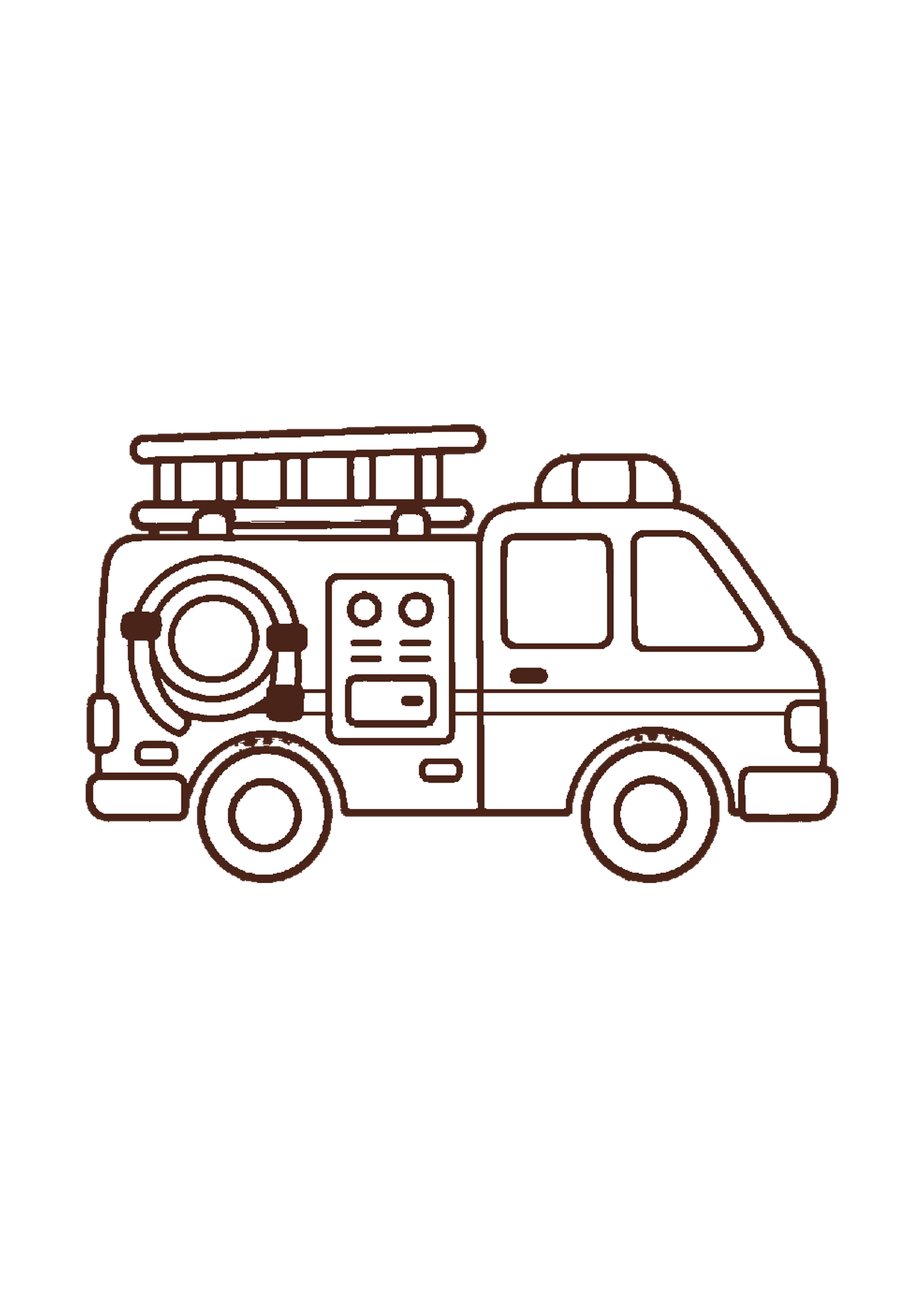 消防車のぬりえのA4印刷画像