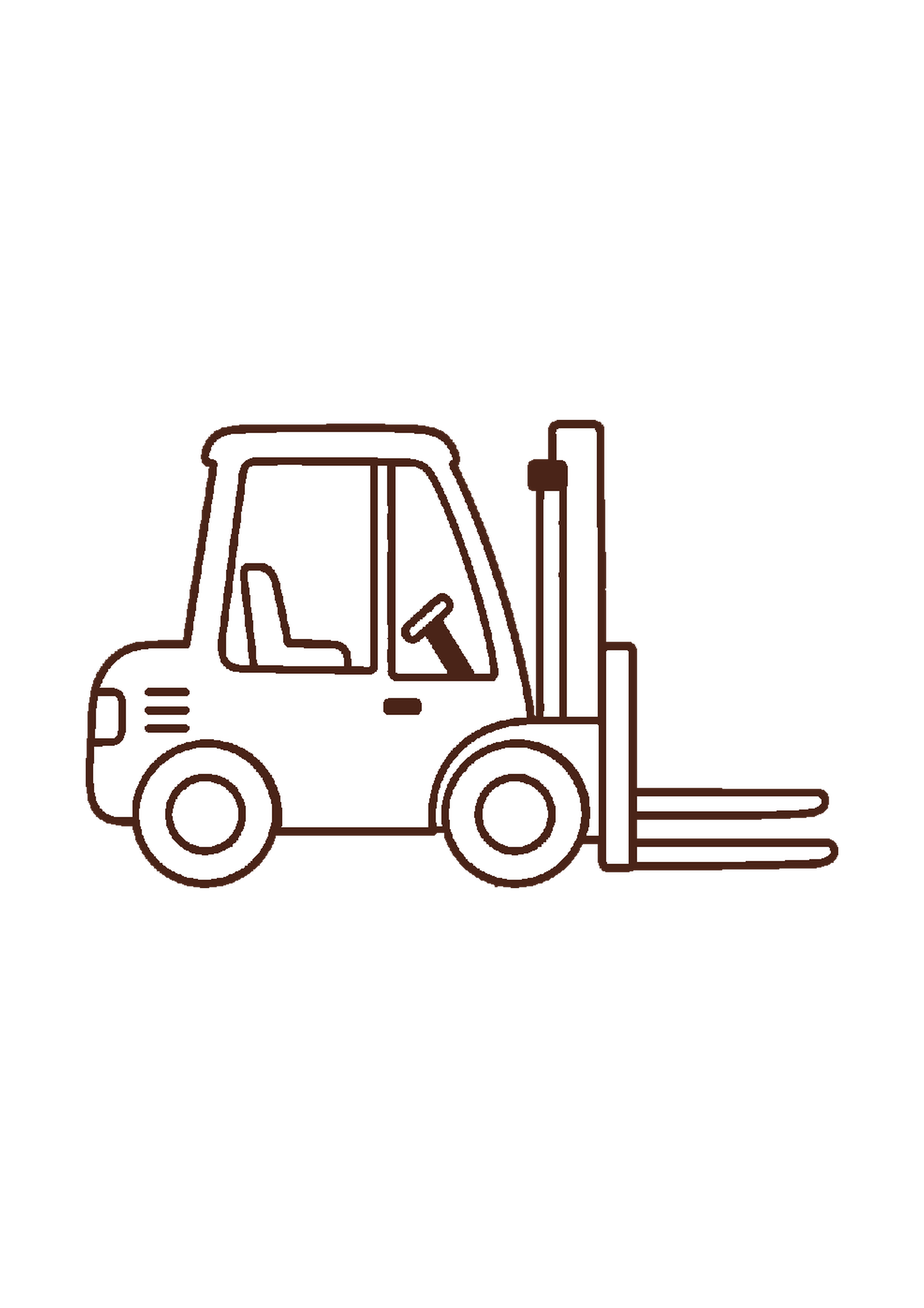 フォークリフトのぬりえのA4印刷画像