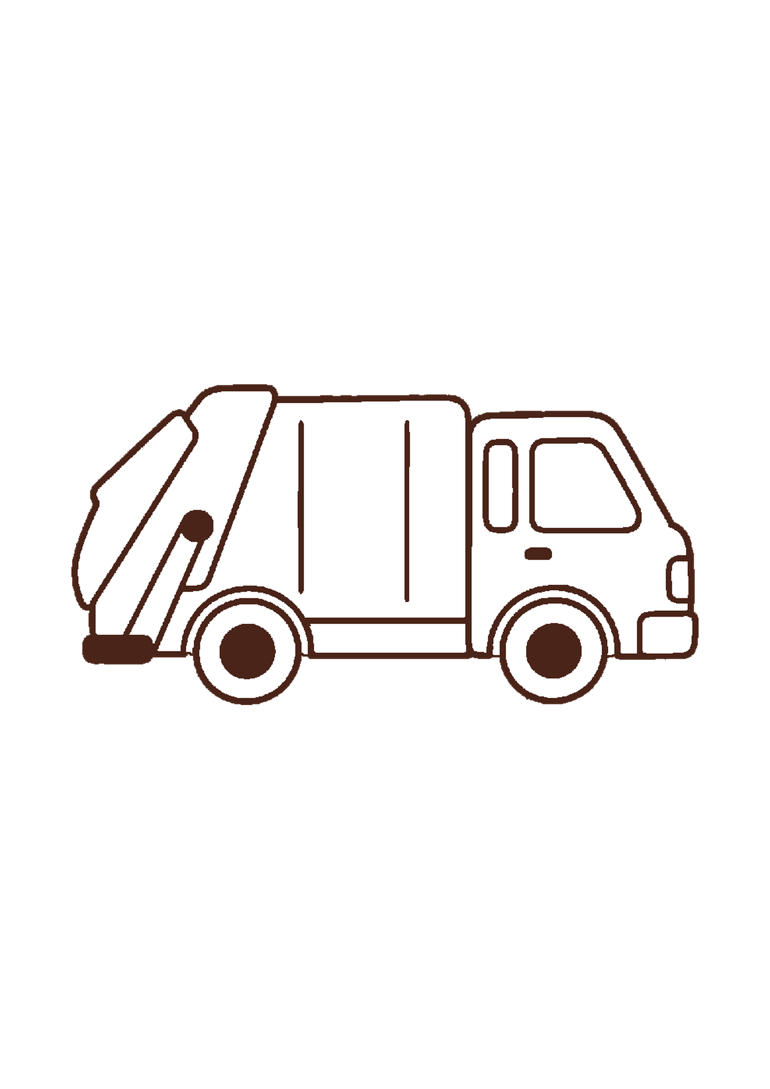 清掃車のぬりえのA4印刷画像