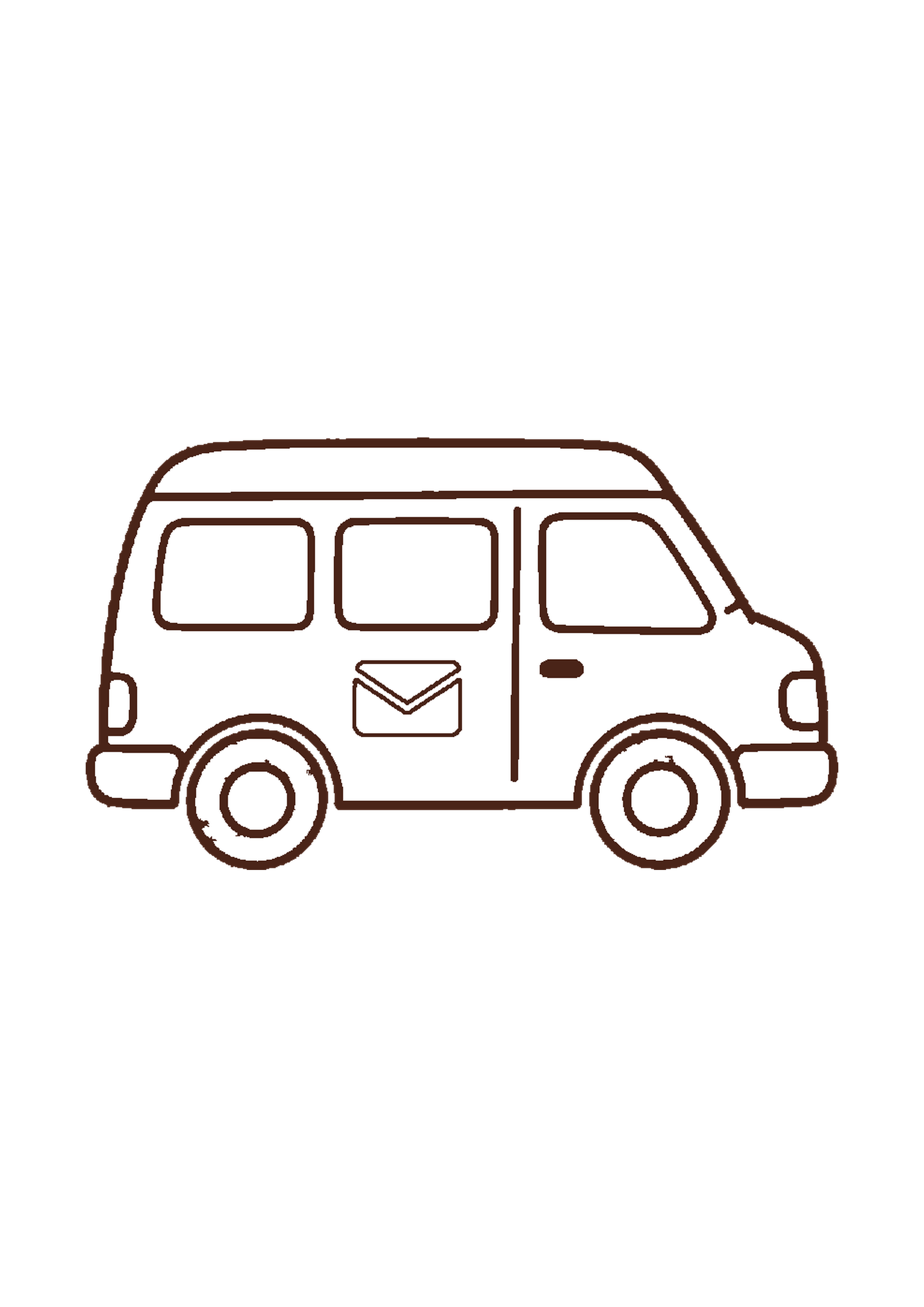 郵便車のぬりえのA4印刷画像