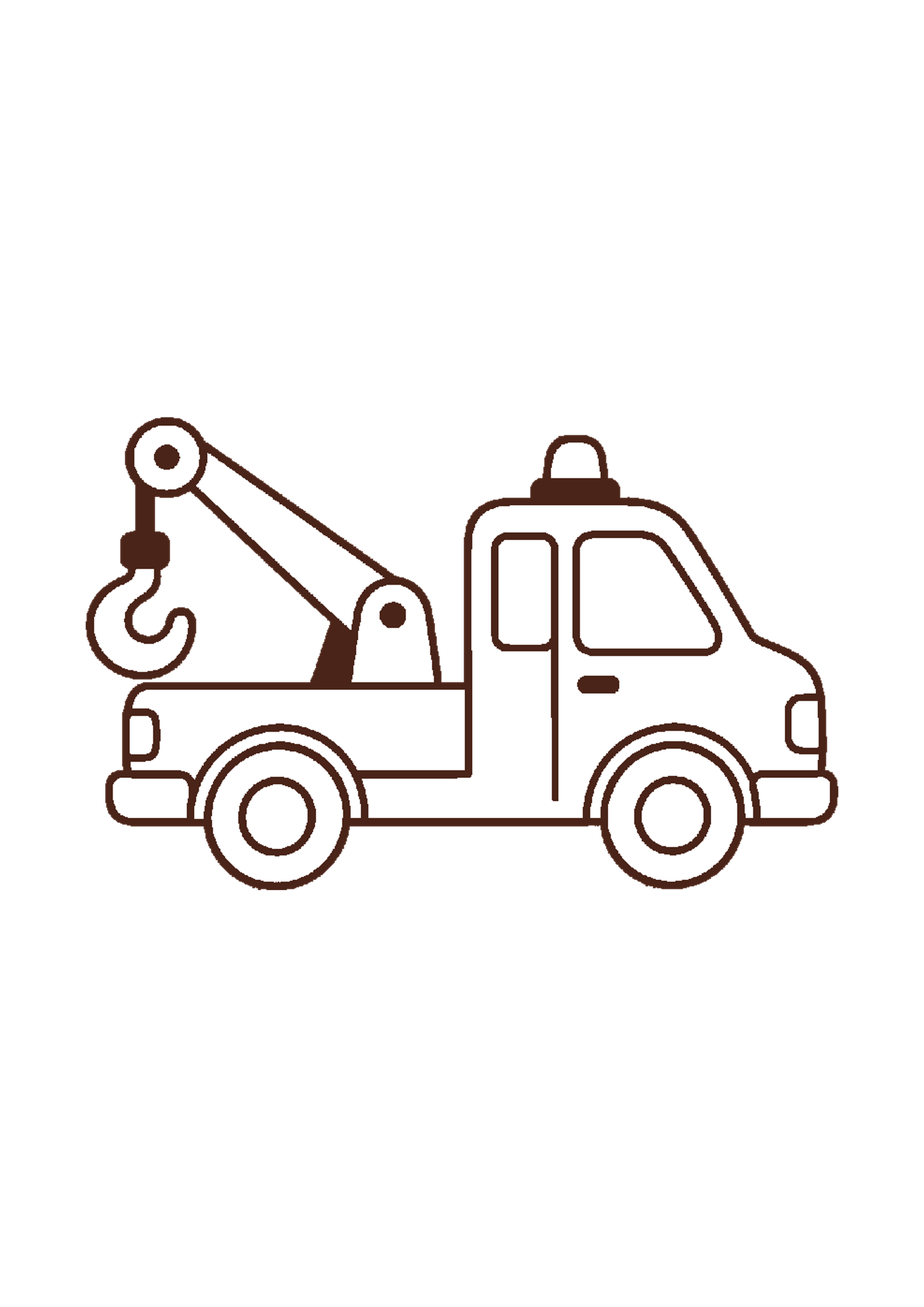 レッカー車のぬりえのA4印刷画像
