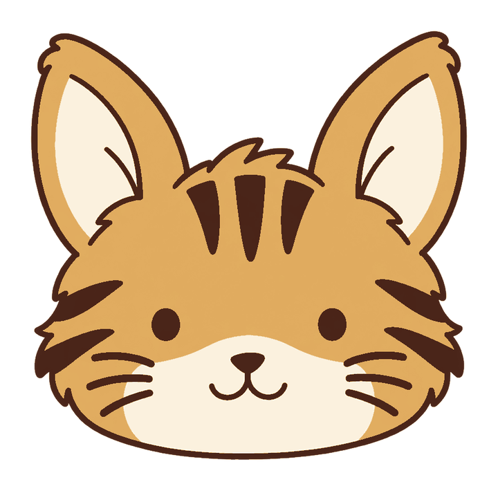 ブレーメンの音楽隊の猫を表したカラーお面の透過イラスト