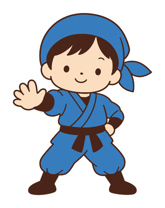 保育の忍者ごっこに使える青忍者の透過イラスト