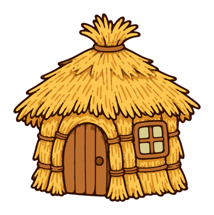 わらで作られた丸い家の透過イラスト