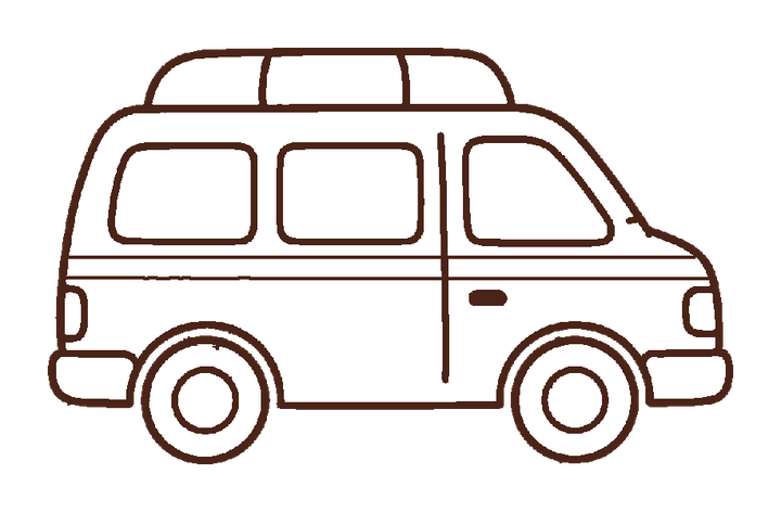 救急車のぬりえに使える濃い茶色の線画透過PNG