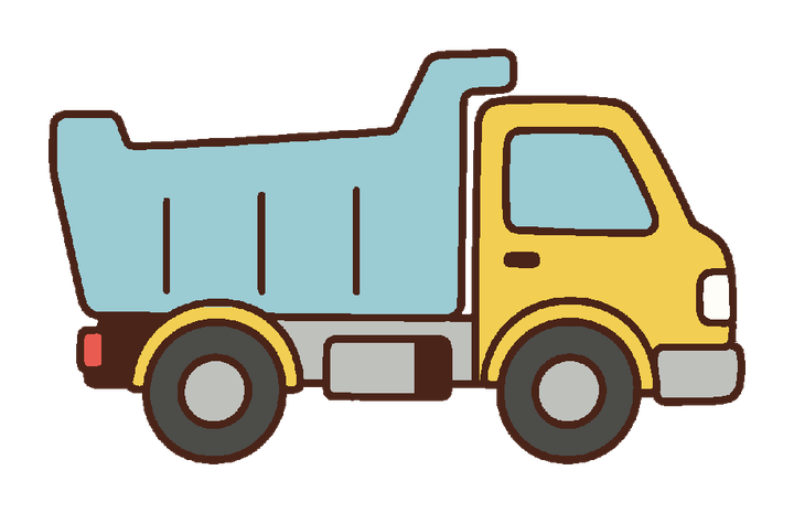 保育のおたよりや掲示に使えるダンプカーのカラー透過イラスト