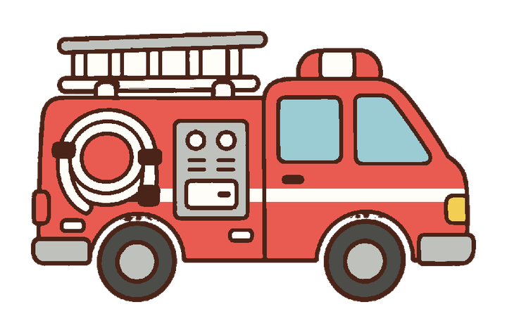 保育のおたよりや掲示に使える消防車のカラー透過イラスト