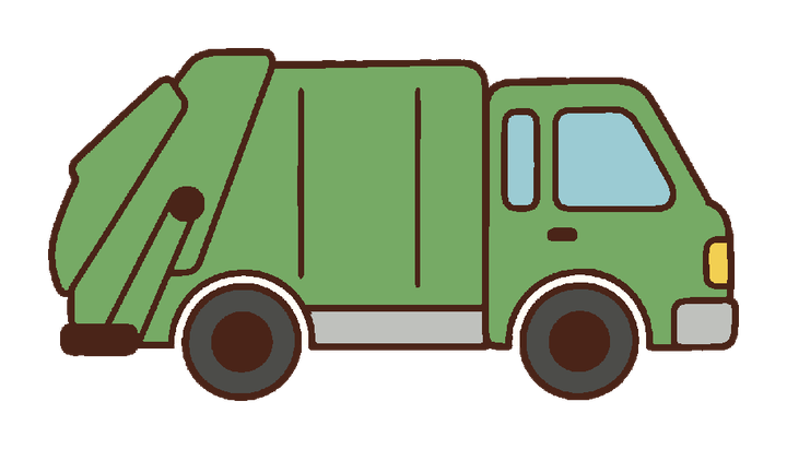保育のおたよりや掲示に使える清掃車のカラー透過イラスト